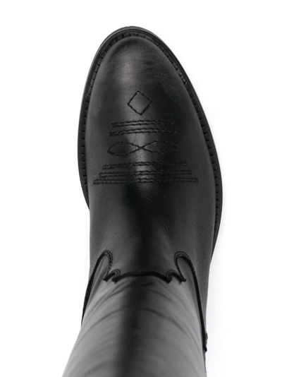 Via Roma 15 Black Leather Western-style Boots In Black