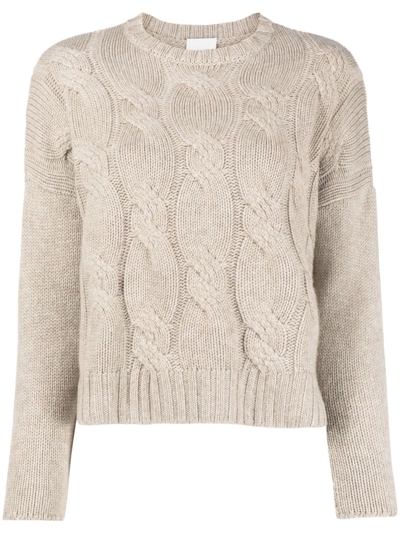 Shop Allude Cable-knit Cashmere Jumper In Neutrals