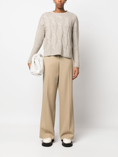 Shop Allude Cable-knit Cashmere Jumper In Neutrals