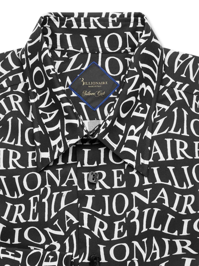 Shop Billionaire Logo-print Stretch-cotton Shirt In Black