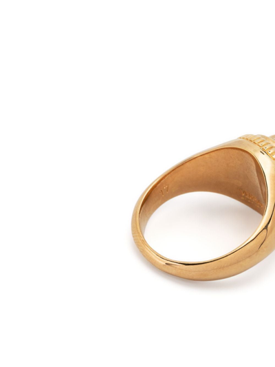 Versace Engraved Medusa Head Brass Rings In Gold