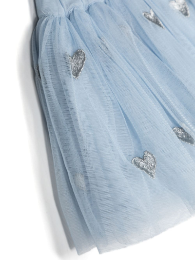 Shop Stella Mccartney Heart-embroidery Tulle Skirt In Blue