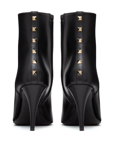 Shop Valentino Rockstud 90mm Leather Ankle Boots In Black
