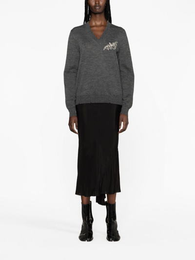 Shop Maison Margiela Bat-print Wool Jumper In Grey