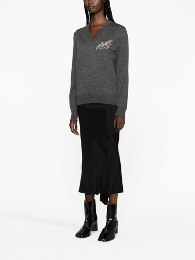 Shop Maison Margiela Bat-print Wool Jumper In Grey