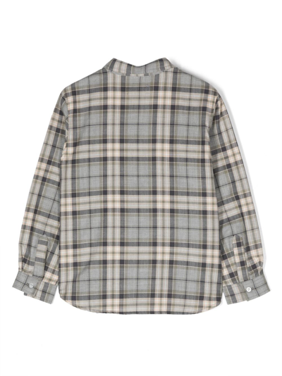 Shop Bonpoint Check-print Button-down Shirt In Grey