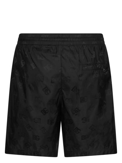 Shop Dolce & Gabbana Dg Monogram-print Swim Shorts In Black