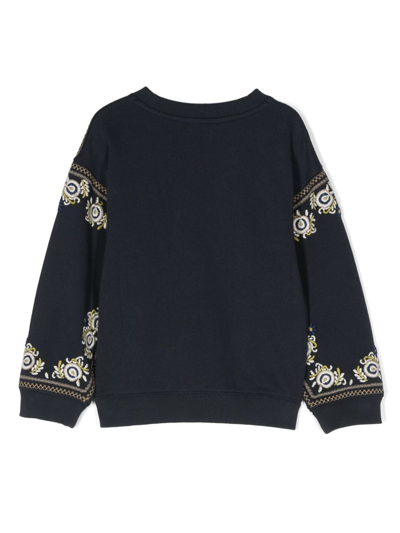 Shop Bonpoint Motif-embroidered Cotton Sweatshirt In Blue