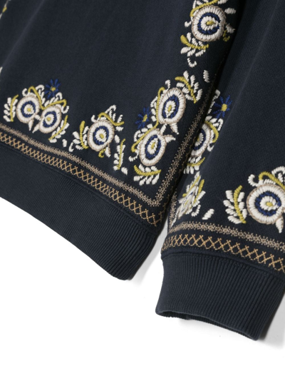 Shop Bonpoint Motif-embroidered Cotton Sweatshirt In Blue
