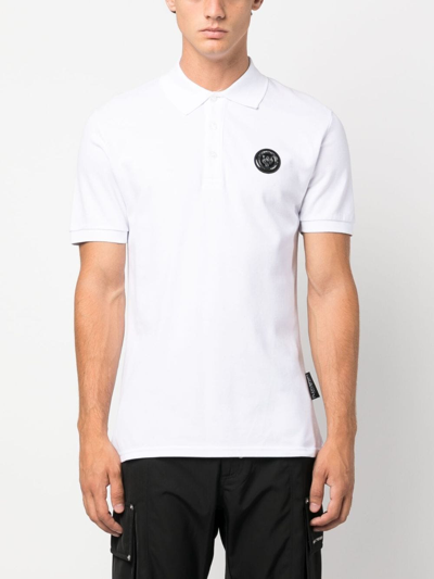 Shop Plein Sport Ss Thunder Tiger Cotton Polo Shirt In White