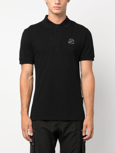 Shop Plein Sport Ss Thunder Tiger Cotton Polo Shirt In Black