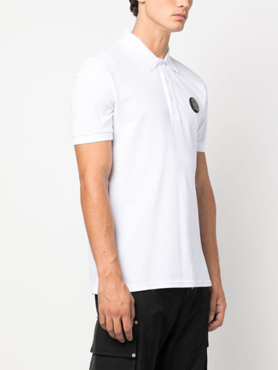 Shop Plein Sport Ss Thunder Tiger Cotton Polo Shirt In White