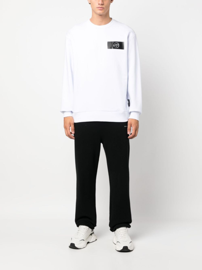Plein Sport Logo-patch Cotton Sweatshirt In White