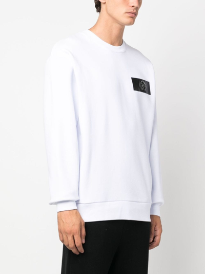 Plein Sport Logo-patch Cotton Sweatshirt In White