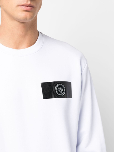 Plein Sport Logo-patch Cotton Sweatshirt In White
