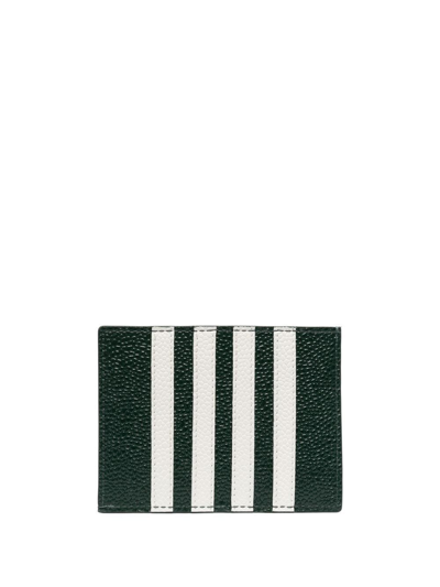 Shop Thom Browne 4-bar Stripe Card Holder In Green
