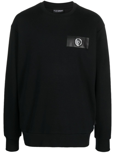 Shop Plein Sport Logo-patch Cotton Sweatshirt In Black