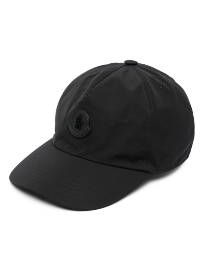 Shop Moncler Logo-patch Cotton Baseball Cap In Black
