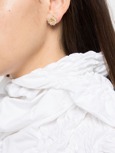 Shop Simone Rocha Beaded Flower Stud Earrings In Neutrals