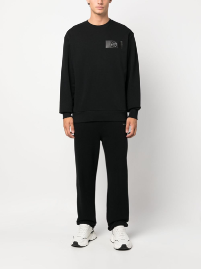 Plein Sport Logo-patch Crew Neck Sweatshirt In Black