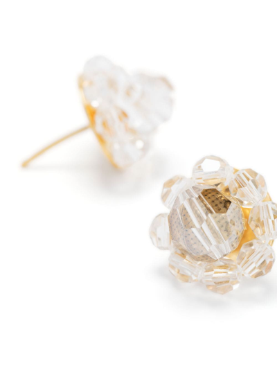 Shop Simone Rocha Beaded Flower Stud Earrings In Neutrals