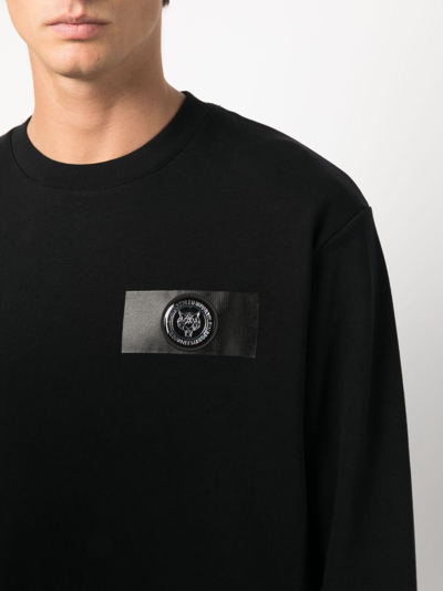 Shop Plein Sport Logo-patch Cotton Sweatshirt In Black