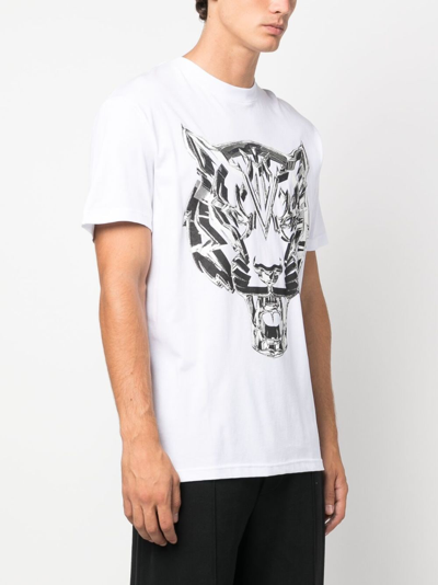 Shop Plein Sport Ss Chrome Tiger Cotton T-shirt In White