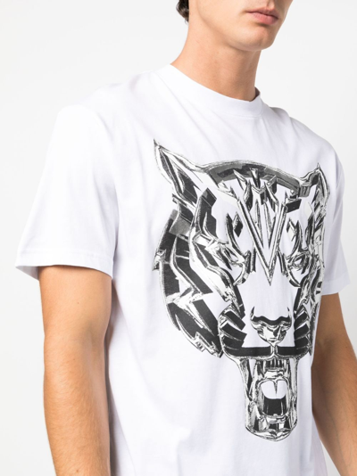 Shop Plein Sport Ss Chrome Tiger Cotton T-shirt In White