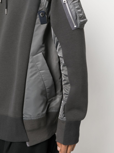 Shop Sacai Panelled Raglan-sleeve Hoodie In Grey