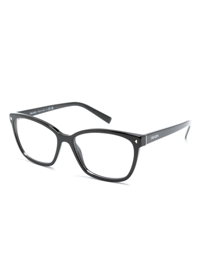Prada Logo-print Square-frame Glasses In Black