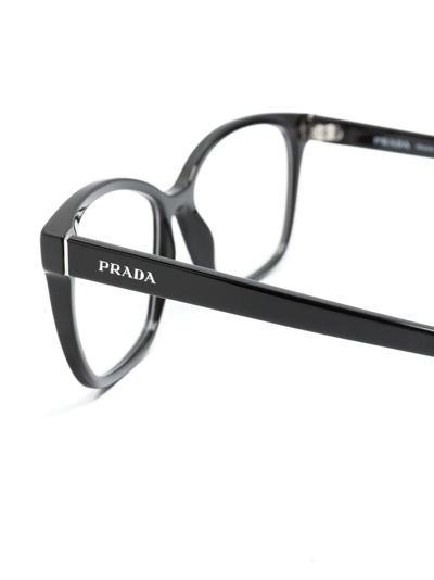 Prada Logo-print Square-frame Glasses In Black