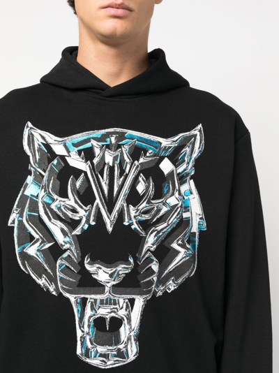 Shop Plein Sport Chrome Tiger Cotton Sweatshirt In Black