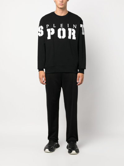 Shop Plein Sport Ls Logo-print Cotton Jumper In Black