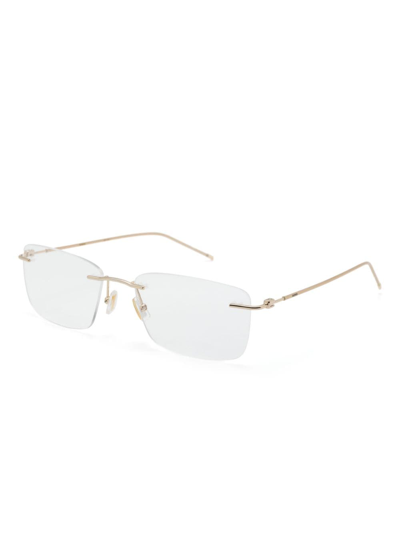 Shop Hugo Boss Rectangle-shaped Frameless Glasses In Gold