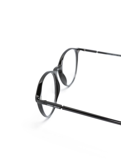 Shop Giorgio Armani Logo-print Round-frame Glasses In Black