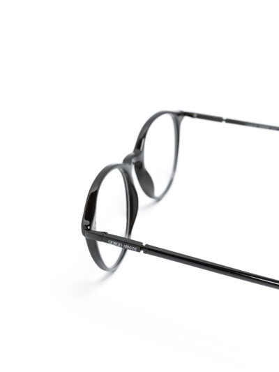 Giorgio Armani Logo-print Round-frame Glasses In Black