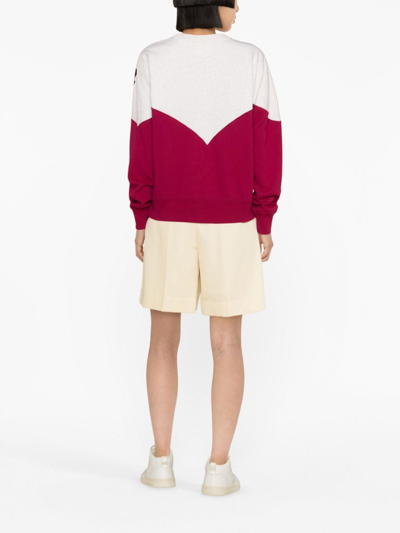 Shop Marant Etoile Flocked-logo Two-tone Sweatshirt In Red