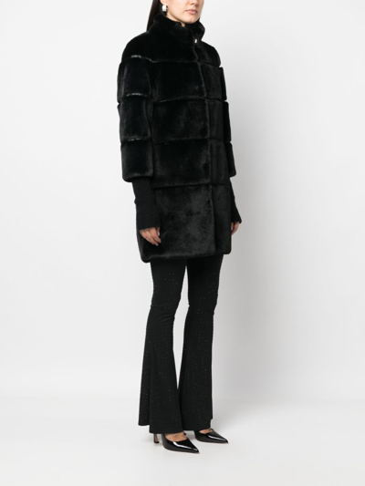 Shop Patrizia Pepe Faux-fur Coat In Black