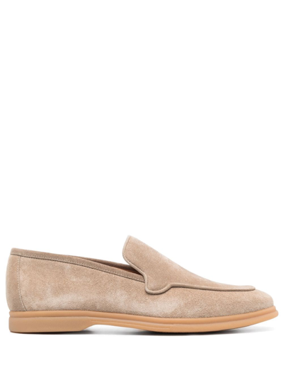 Shop Eleventy Slip-on Suede Loafers In Neutrals