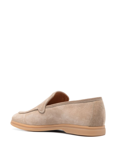 Shop Eleventy Slip-on Suede Loafers In Neutrals
