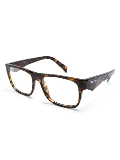 Shop Prada Tortoiseshell-effect Square-frame Glasses In Brown