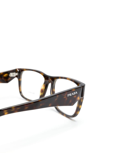 Shop Prada Tortoiseshell-effect Square-frame Glasses In Brown