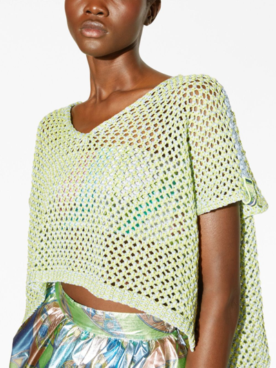 Shop Pucci Crochet-knit Short-sleeve Top In Blue