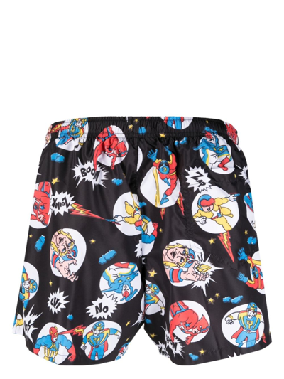 Shop Moschino Graphic-print Swim Shorts In Black