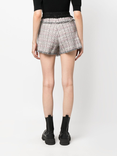 Shop Msgm Wrap-front Tweed Skorts In Grey