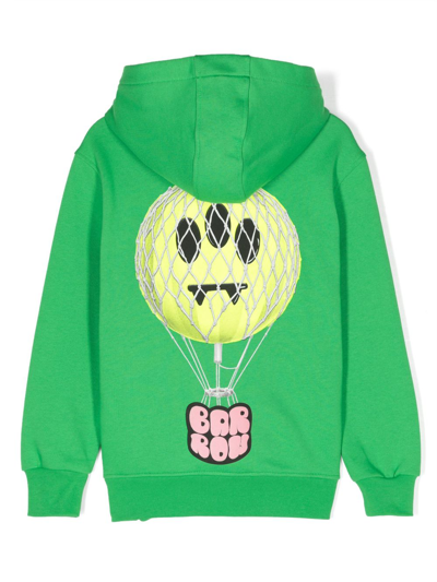 Shop Barrow Logo-print Cotton Hoodie In Green