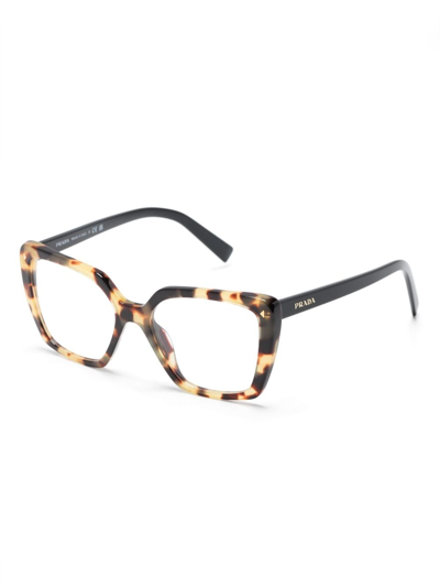 Shop Prada Logo-print Square-frame Glasses In Neutrals