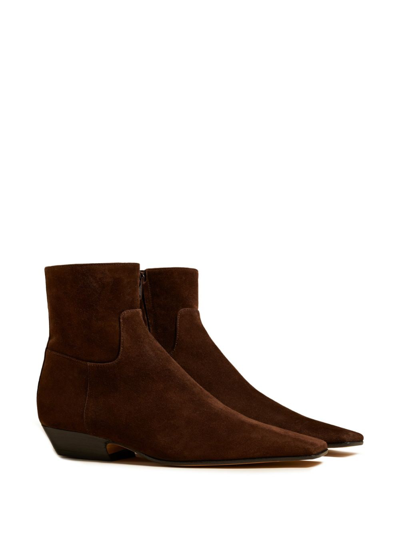 Khaite Marfa Suede Western Ankle Boots In Brown