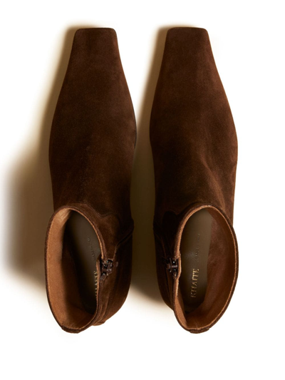 Khaite Marfa Suede Western Ankle Boots In Brown