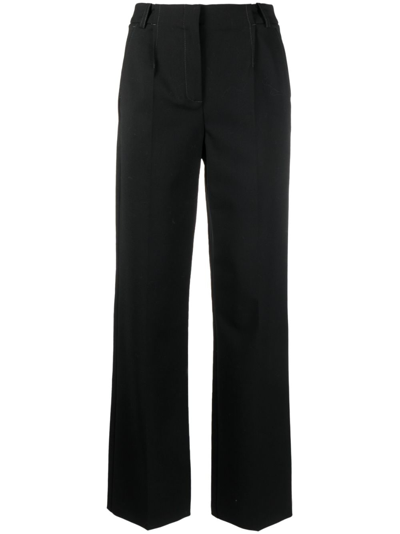 Shop Patrizia Pepe High-waist Straight-leg Trousers In Black